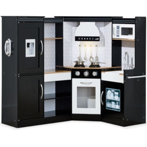 Детский игровой набор Best Choice Products Interactive Wooden Corner Kitchen Playset, от 3 лет, цвет: Чёрный