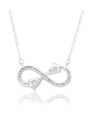 Suzy Levian Sterling Silver White Cubic Zirconia Infinity Multi-cut Necklace