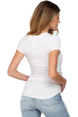 Maternity Dark Mauve Basic Short Sleeve Fitted Top