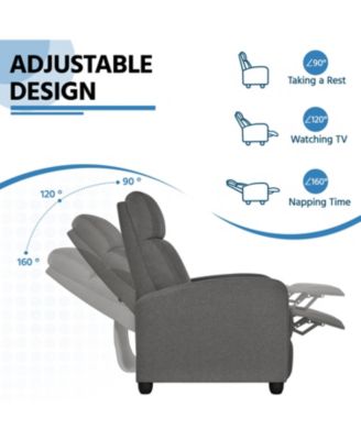 Modern Adjustable Single Fabric Recliner Sofa with Pocket Springs Living Room Bedroom Home Theater