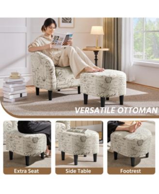 Contemporary Fabric Club Chair and Ottoman Set