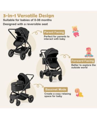 Toddler 3-in-1 Newborn Stroller Folding Convertible High Landscape Stroller