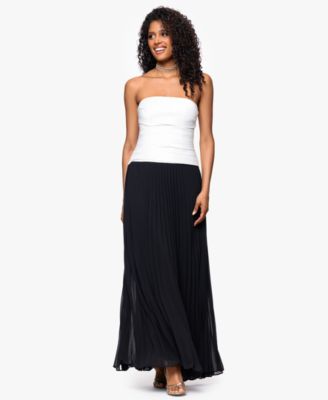 Betsy & Adam - Women's Colorblocked Strapless Chiffon-Skirt Long Dress