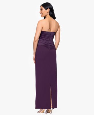 Women's Taffeta & Crepe Long Strapless Sheath Dress