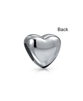 Set of 2 Simple Heart Bead Charm Sterling Silver for European Bracelet