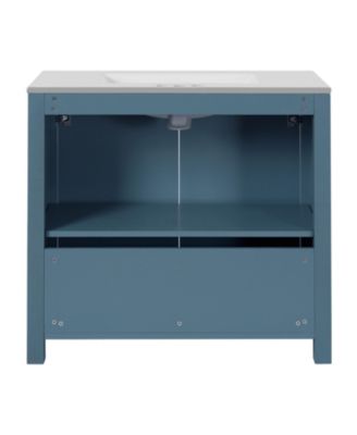 36" Bathroom Vanity Organizer with Ceramic Sink, Stylish & Functional Storage