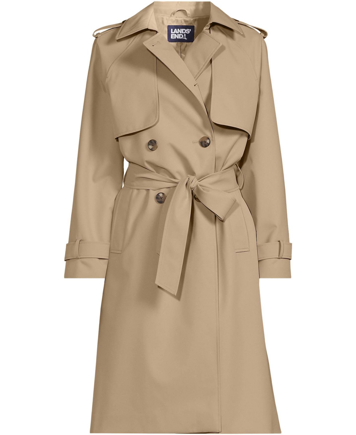 Женская куртка Lands' End Squall Waterproof Modern Trench Raincoat, цвет: Пустынный рыжевато-коричневый — фото 3