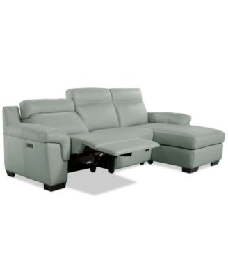 Julius II 3-Pc. Leather Chaise Sectional with 1 Power Recliner, Macy's Exclusive