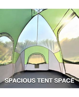 5-6 Person Family Camping Tent, Waterproof 2-Room Dome Tent with Divider Curtain, Panoramic Windows & Carry Bag