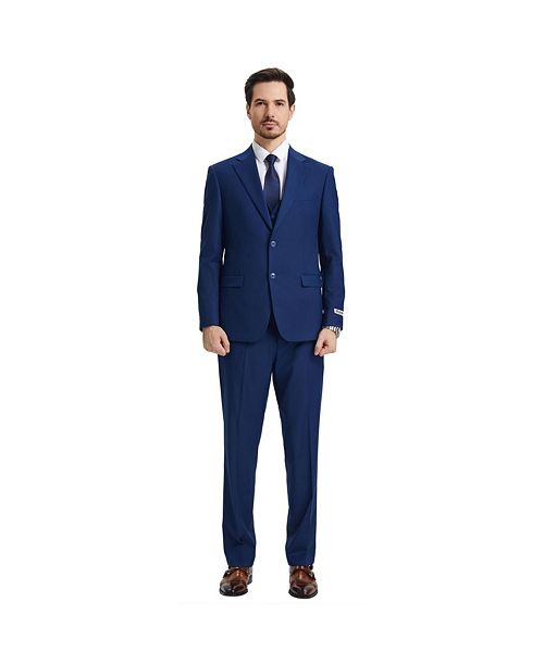 alfani Stacy Adams Men's Hybrid-Fit 3pc Notch Lapel Suit Set Jacket Vest and Pants Men's Fashion & Accessories