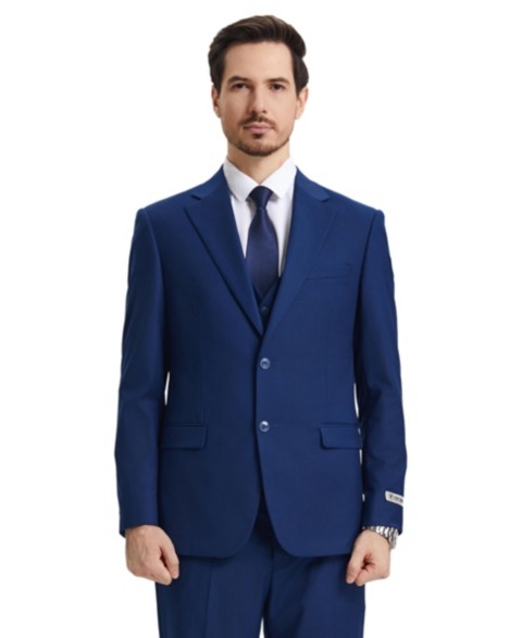 Мужские Stacy Adams Men's Hybrid-Fit 3pc Notch Lapel Suit Set, Jacket Vest and Pants