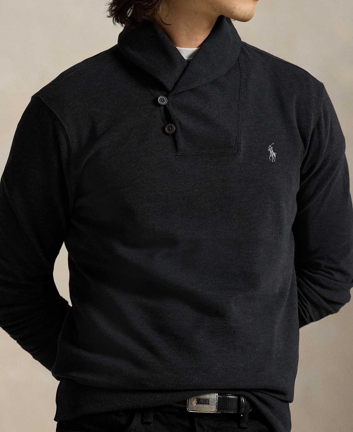 Polo Ralph Lauren Men's Luxury Jersey Shawl-collar Pullover In Black