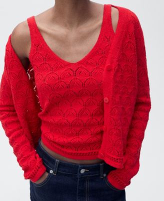 Women's Openwork Detail Knit Cardigan