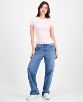 Juniors' Appliqu&eacute; Picot-Trim T-Shirt