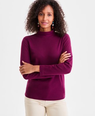 Style & Co - Women's Cotton Mock-Neck Long-Sleeve Tee