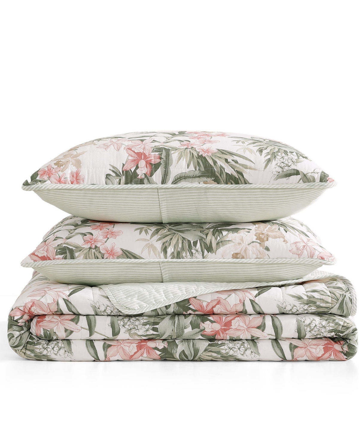 Tommy Bahama Island Orchid Cotton Reversible 3-Pc. Quilt Set