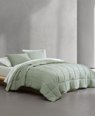 Washed Solid Reversible Plush 7-Pc. Comforter Set, Queen