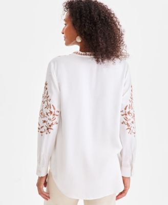 Women's Embroidered Long-Sleeve Tunic, Macy's Exclusive