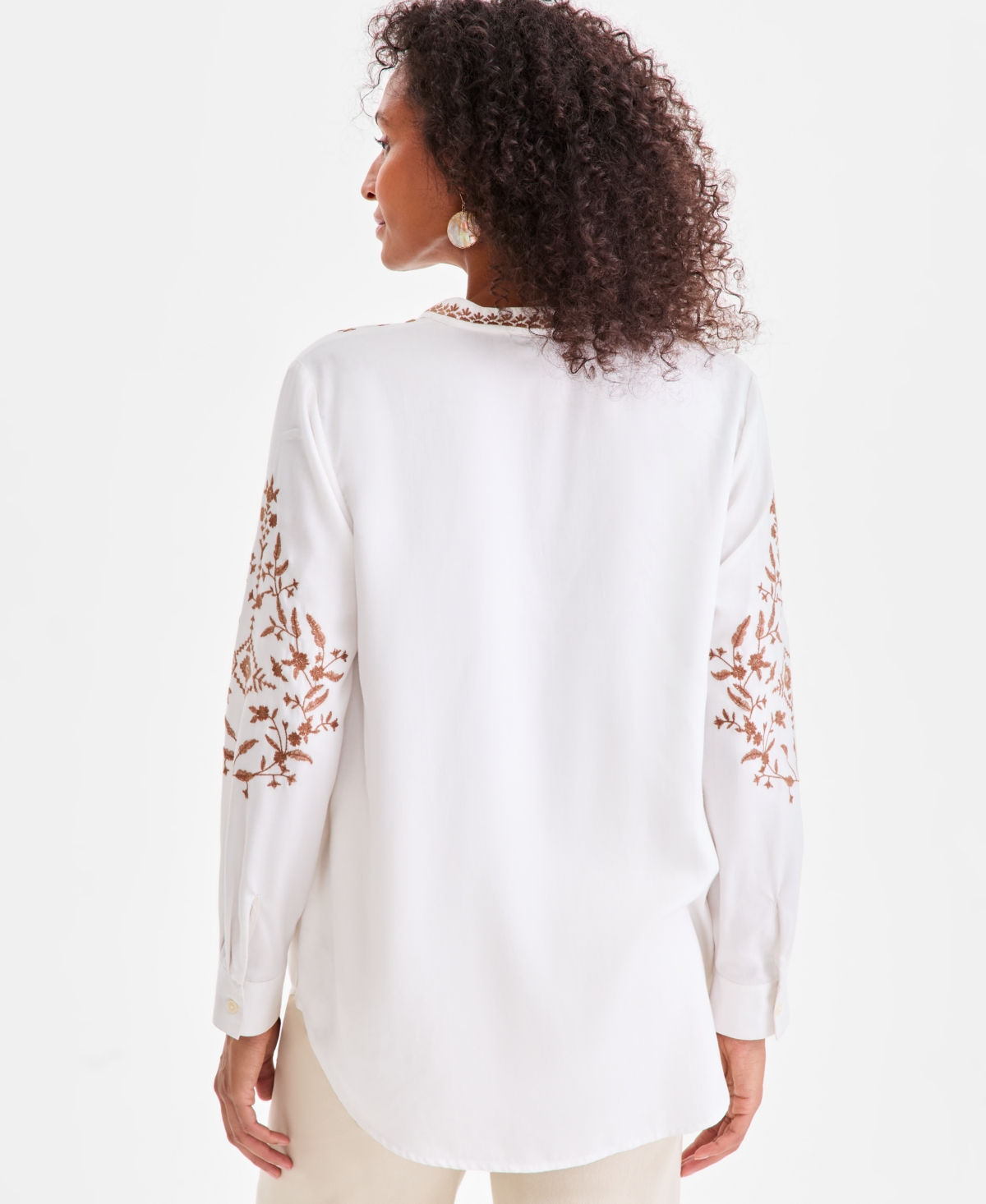 Style & Co Petite Isabella Embroidered Tunic Top, Macy's Exclusive In White