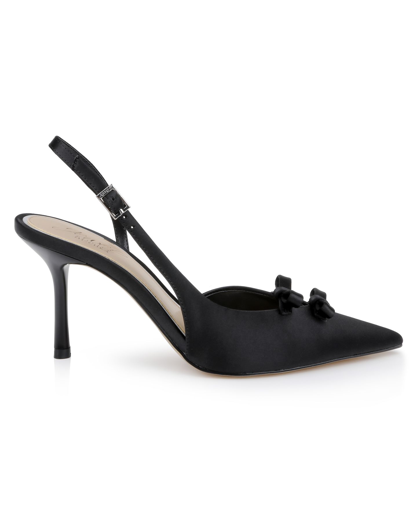 Женские туфли Jewel Badgley Mischka Ellery Bow Evening Pumps, цвет: Чёрный атласный — фото 2