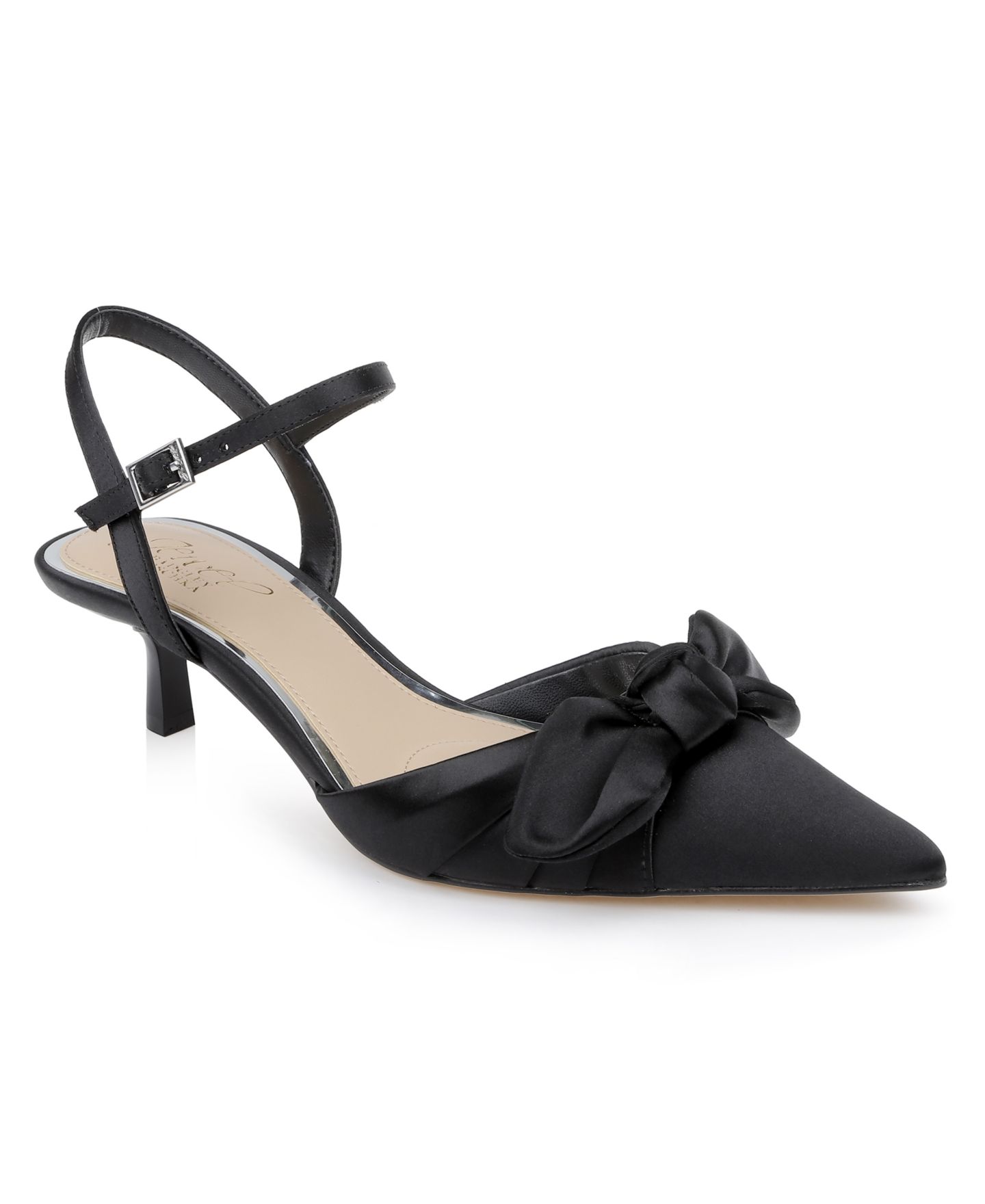 Женские туфли Jewel Badgley Mischka Ember Evening Pumps, цвет: Чёрный атласный — фото 1