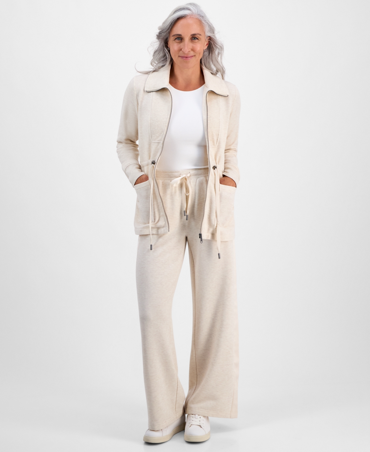 Style & Co Petite Cloud Fleece Full-zip Anorak Sweatshirt, Macy's Exclusive