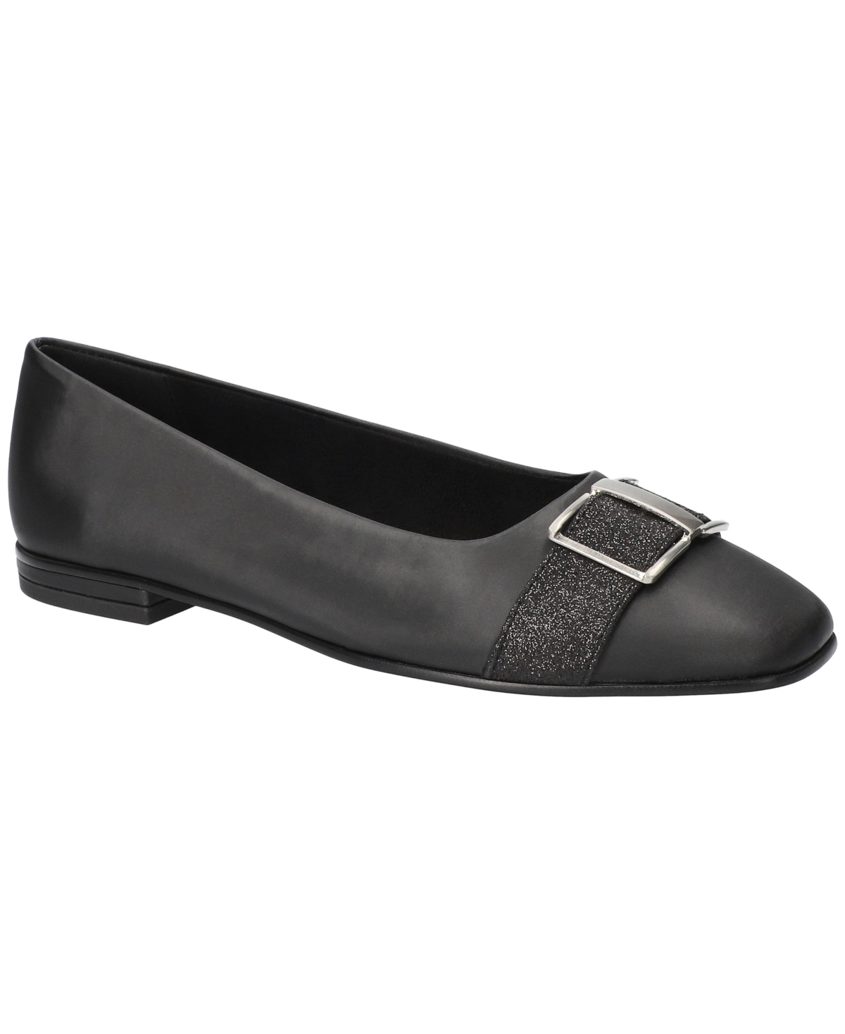 Women's Keely Square Toe Ballet Flats - Silver Satin Glitter