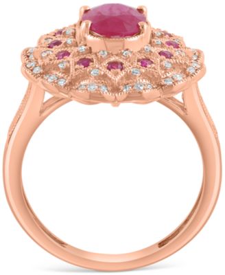 EFFY&reg; Ruby (1-1/2 ct. t.w.) & Diamond (3/8 ct. t.w.) Statement Ring in 14k Rose Gold