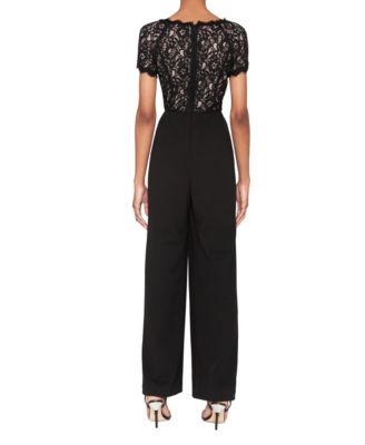 Women's Lace & Scuba Crepe Wide-Leg Jumpsuit