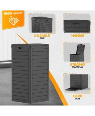 31 Gallon Large Outdoor Trash Can with Lid and Liquid Drawer