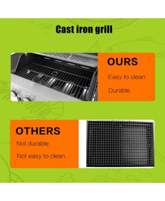 Stainless Steel 5-Burner 46,500 BTU Propane Gas Grill with Side Shelves, 4 Wheels