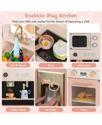 Kids Kitchen Playset with Microwave and Coffee Maker for Ages 3+