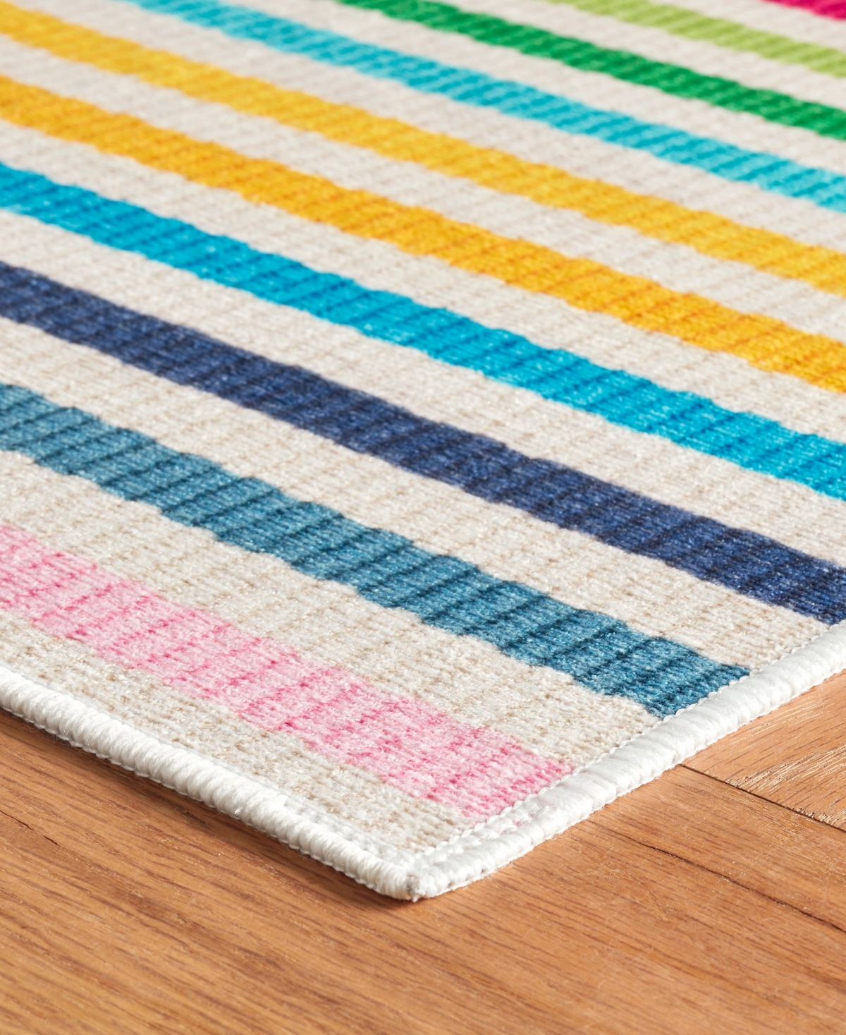 Dash And Albert Rugs By Annie Selke Rainbow Stripe Machine Washable Da2052 6'x9' Area Rug In Multi