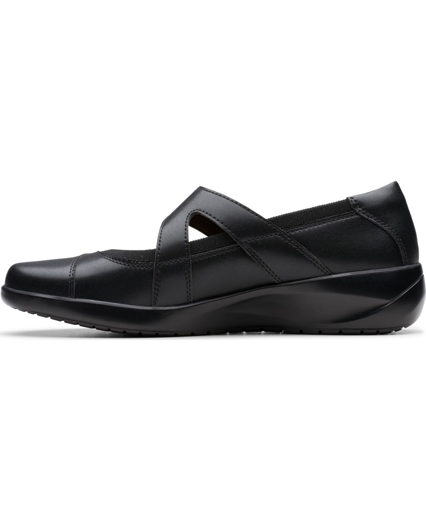 Женские балетки Clarks Kaetlyn Jane Round Toe Flats, цвет: Чёрный кожаный — фото 5