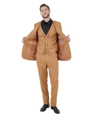 Big & Tall Solid Textured 3-Piece Jacket With Solid Vest And Pants Suit Notch Lapel