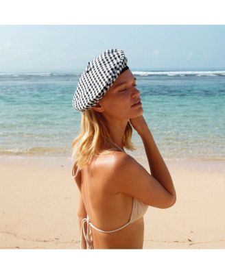 SIMONE Gingham Beret Hat In Black