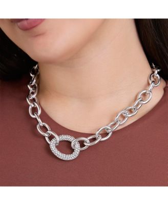 Oval Pav&eacute; Link Statement Necklace