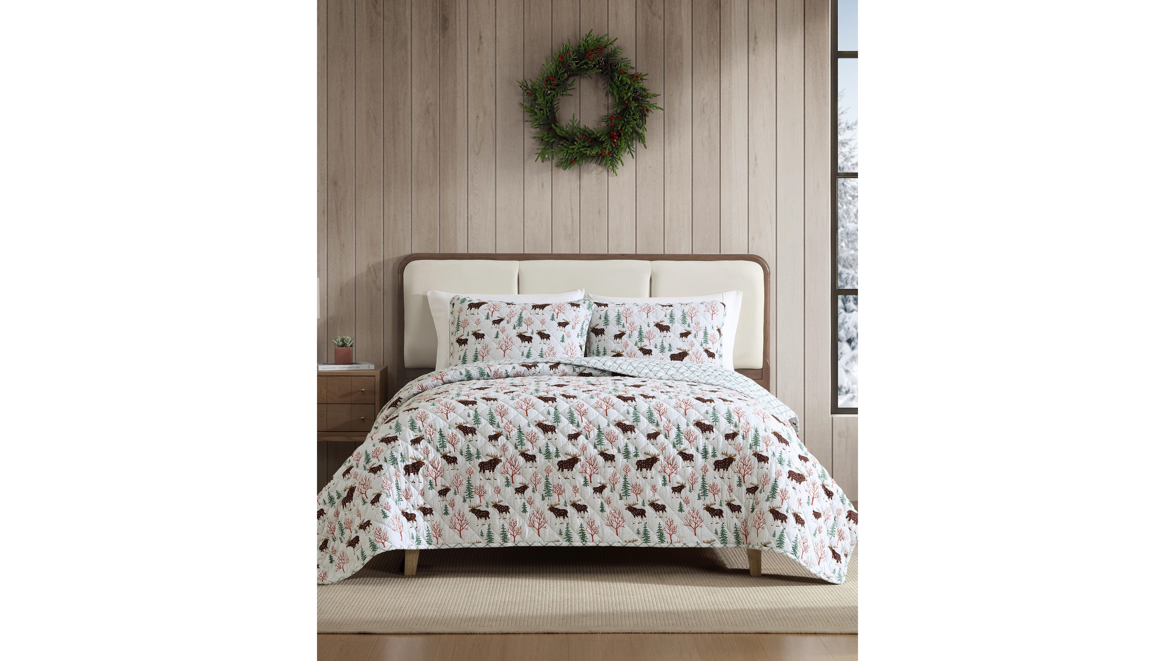 Eddie Bauer Mountain Moose Flannel Cotton Reversible 3-Pc. Quilt Set, King
