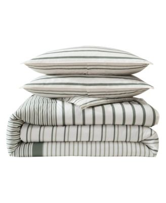 Cooper Stripe Cotton Reversible 3-Pc. Comforter Set, Full/Queen