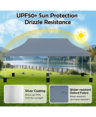 10 x 20FT Pop-up Canopy Tent Folding Instant Sun Shelter w/ 3 Adjustable Heights