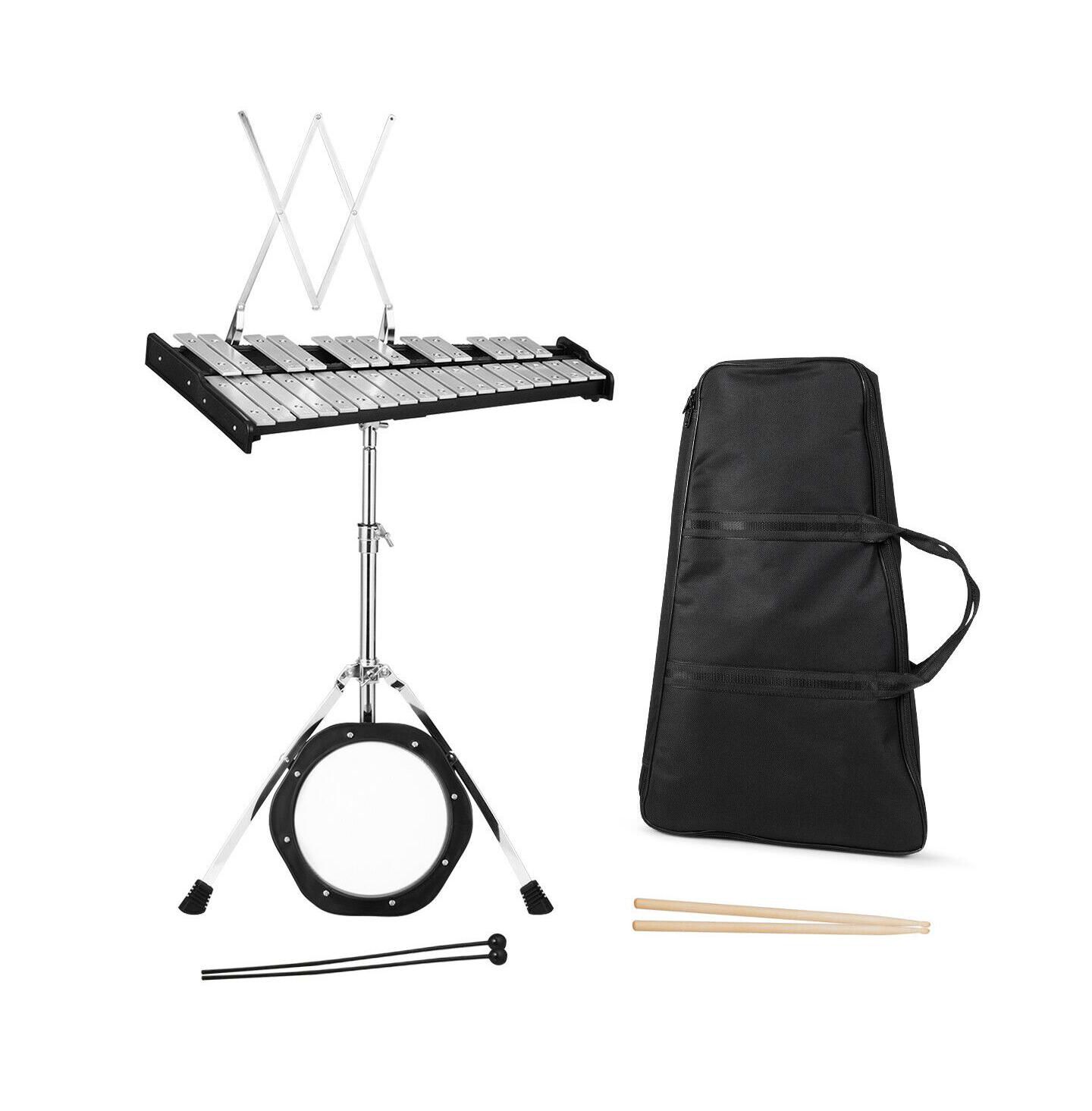 Детская игрушка Mecale 30 Notes Height-Adjustable Glockenspiel with Practice Pad, Ages 3+, цвет: Чёрный — фото 1