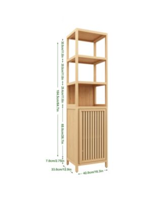 CASAINC Tall Slim Storage Cabinet with Shutter Door and 3-Tier Shelves
