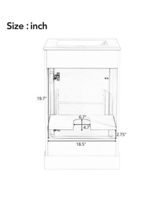 20" Solid Wood & MDF Bathroom Vanity with Ceramic Sink, Soft-Close Door, Adjustable Shelf & Door Rack Organizer