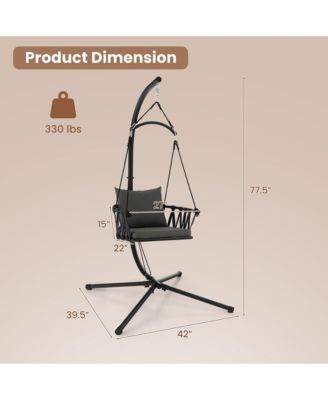 Swing Chair w/ Stand Patio Hanging Swing Chair w/ Comfortable Seat & Back Cushions