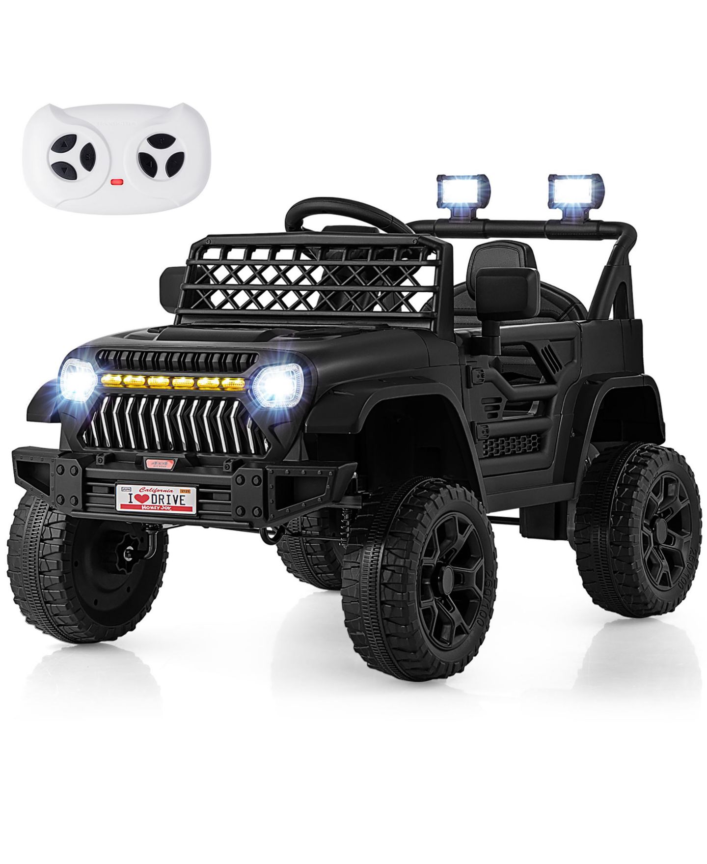 Детская игрушка Gymax 12V Battery-Powered Remote-Control Ride-On Truck, 66 lbs, Ages 3+, цвет: Чёрный — фото 1