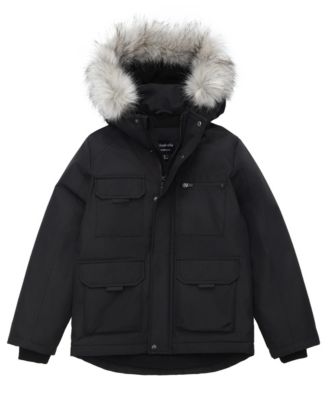 Little and Big Boys' Parka Jacket with Removable Trim