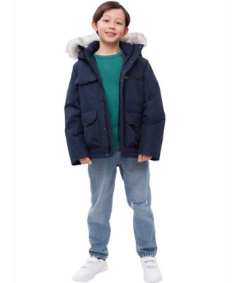 Little and Big Boys' Parka Jacket with Removable Trim