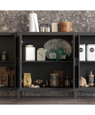 High quality black hemp flour multifunctional four door dressing table, wooden storage cabinet, side cabinet