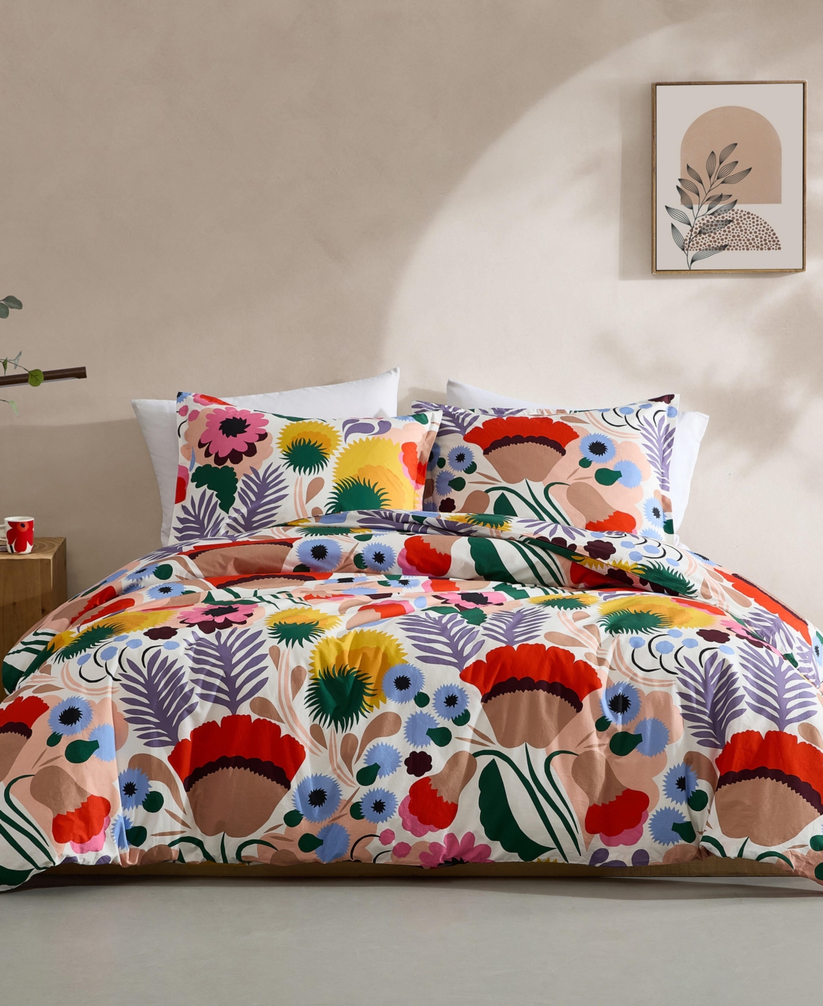 Marimekko Ojakellukka Cotton Percale 3-pc. Duvet Cover Set, Full/queen In Multi
