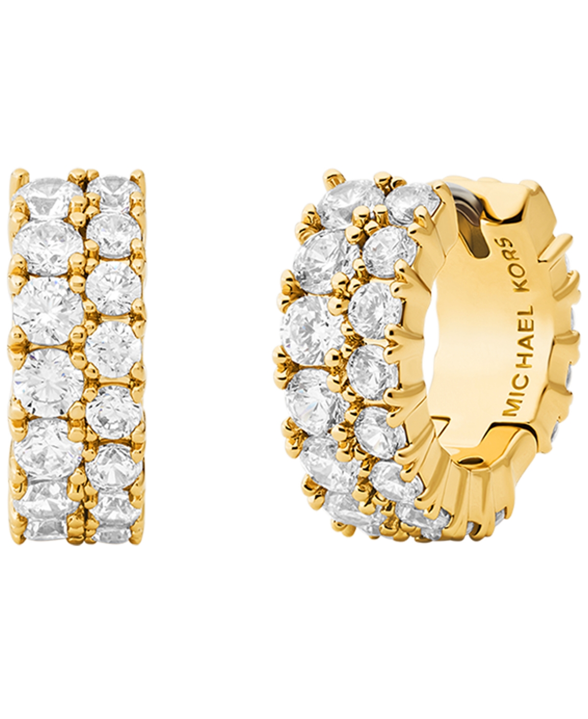Cubic Zirconia Huggie Earrings - Gold
